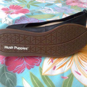 Women's Hush Puppies Body Shoe Black Leather Wedge